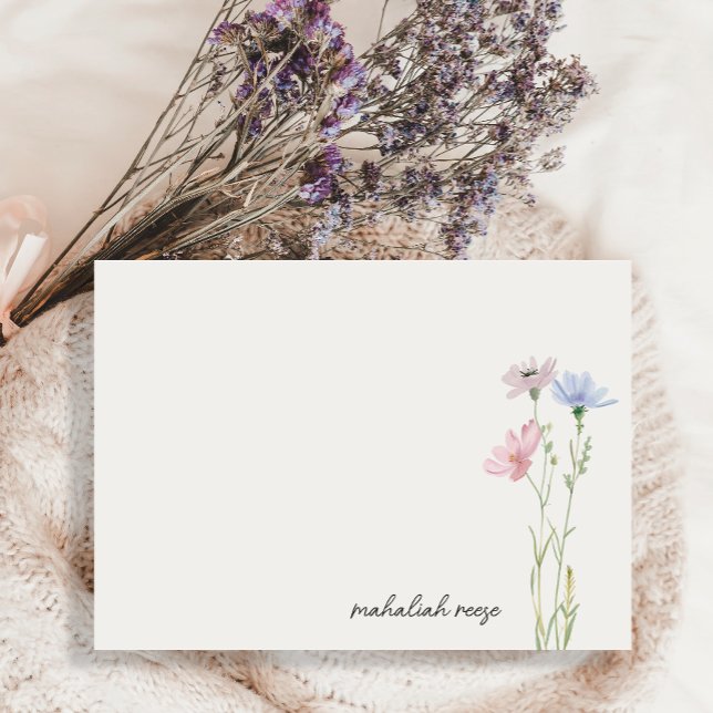 Chic Wildflower Meadow Calligraphy Personalised Card (Creator Uploaded)