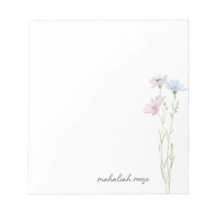 Chic Wildflower Meadow Calligraphy Personalised Notepad