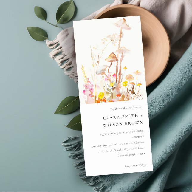 Chic Wildflower Mushroom Autumn Botanical Wedding Invitation (Creator Uploaded)