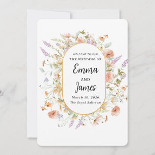 chic wildflower Spring floral Wreath minimalist Invitation