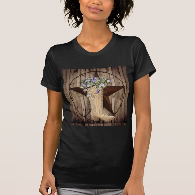 Chic Wildflower Texas Star Western country cowgirl T-Shirt (Front)