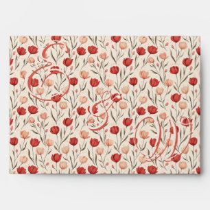 Chic Wildflower Tulip Flower Wedding Envelope