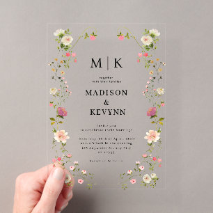 Chic Wildflower Wedding Acrylic Invitations