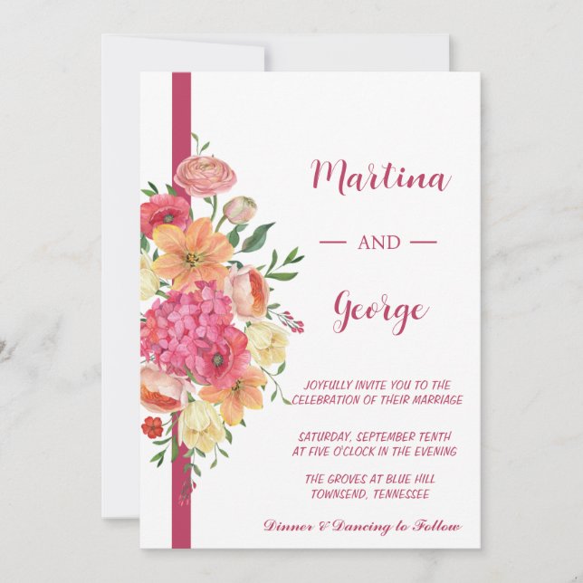 Chic Wildflower wedding invitation (Front)
