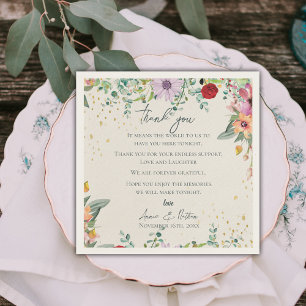 Chic Wildflowers Floral Wedding Thank you Message Napkin