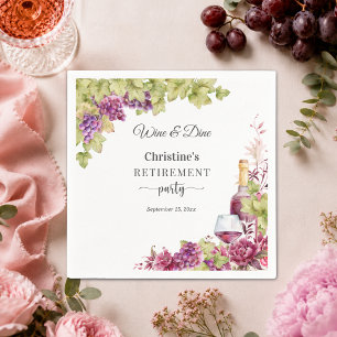 Chic Wine and Dine Retirement Party Napkin