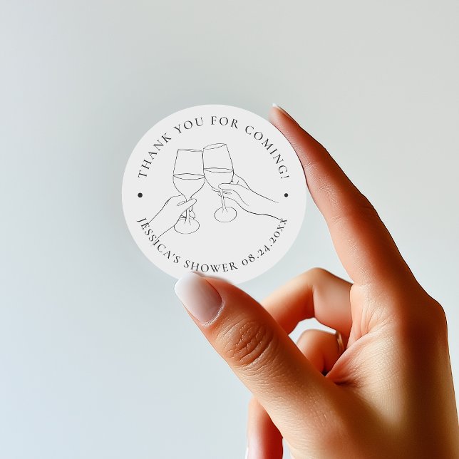 Chic Wine Bridal Shower Classic Round Sticker (Creator Uploaded)