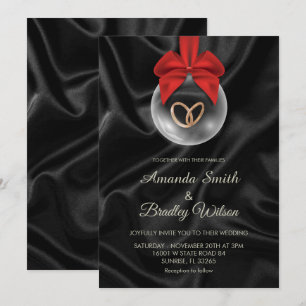 Chic Winter Christmas Ornament Wedding Invitation