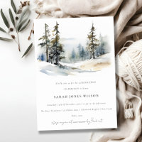 Chic Winter Pine Trees Snow Landscape Birthday