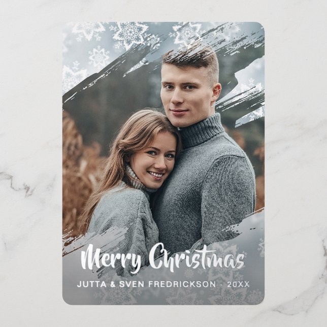 Chic Winter Wonderland Snow Pattern Silver Gold (Front)