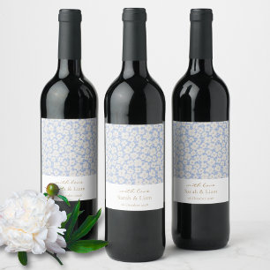 Chic With Love Blue Floral Gift Favour Wine Label