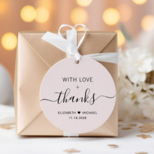 Chic With Love Pink Wedding Thank You Favour Tags