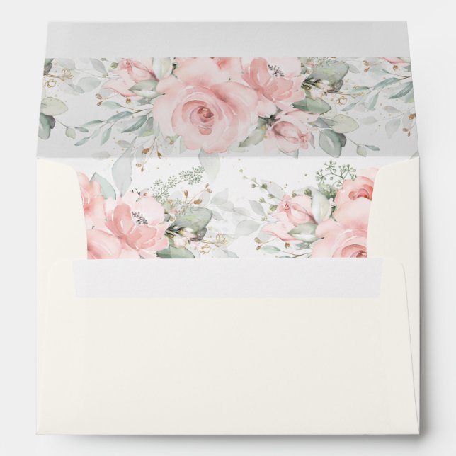 Chic Woodland Animals Blush Floral Greenery A7   Envelope (Back (Bottom))