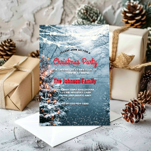Chic woodland white Christmas tree party  Invitation