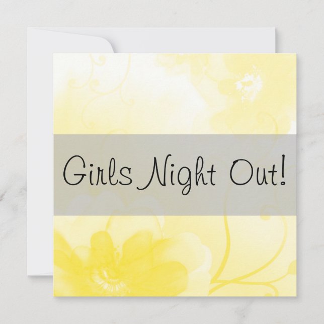 Chic Yellow and Grey Flower Girls Night Out Invitation (Front)