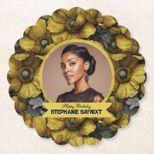 Chic Yellow Anemones 15Th Birthday Present Paper Coaster