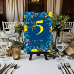 Chic Yellow Blue Floral Wedding Party Table Number<br><div class="desc">Chic Yellow & Blue Watercolor Floral Wedding Table Number Card | Elegant Party Decor . Wedding Day-of essentials. Guide your guests in style with this Chic Yellow and Blue Watercolor Floral Wedding Table Number card. Designed with soft botanical accents in cheerful yellow and serene blue, this elegant table number adds...</div>