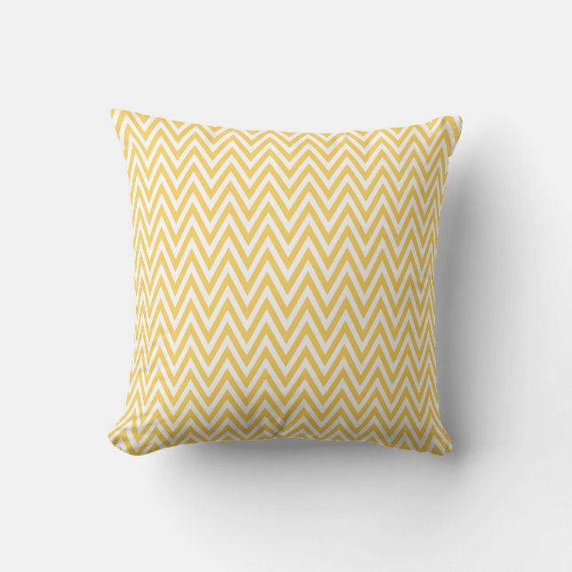 Chic Yellow Chevron Pattern Cushion (Front)