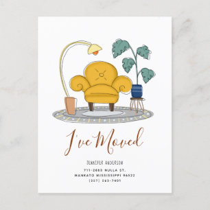 Chic Yellow Couch Living Room New Home Moving Announcement Postcard