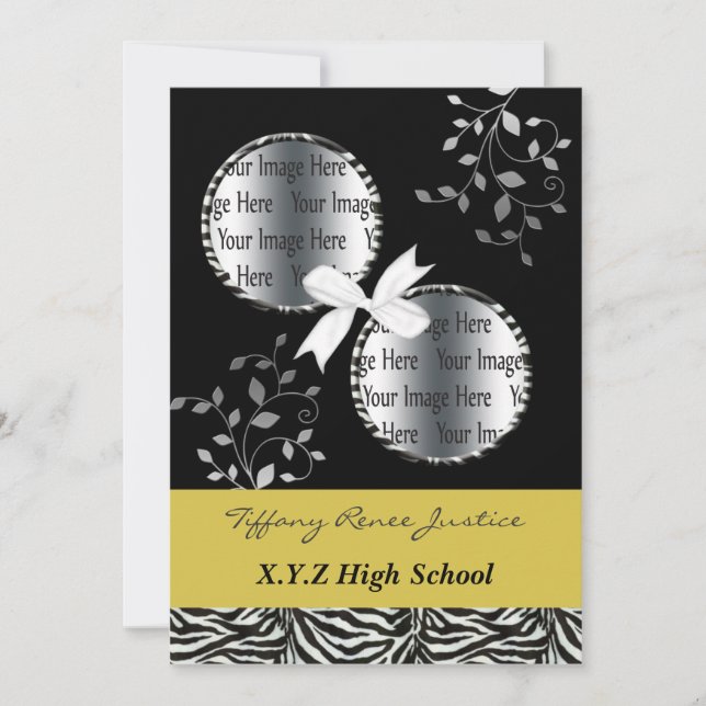 chic yellow double photo Graduation Invitation (Front)