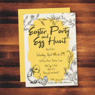 Chic Yellow Easter Party & Egg Hunt Invitation