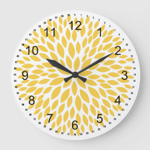 Chic Yellow Flowers Large Clock