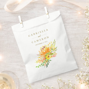 Chic Yellow Flowers Watercolor Wedding Custom  Favour Bags