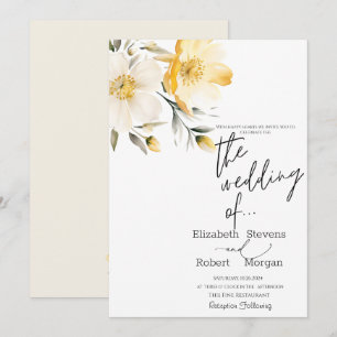 Chic Yellow Flowers Wedding Invitation