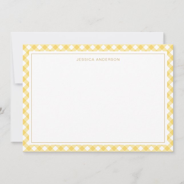 Chic Yellow Gingham Pattern Card (Front)