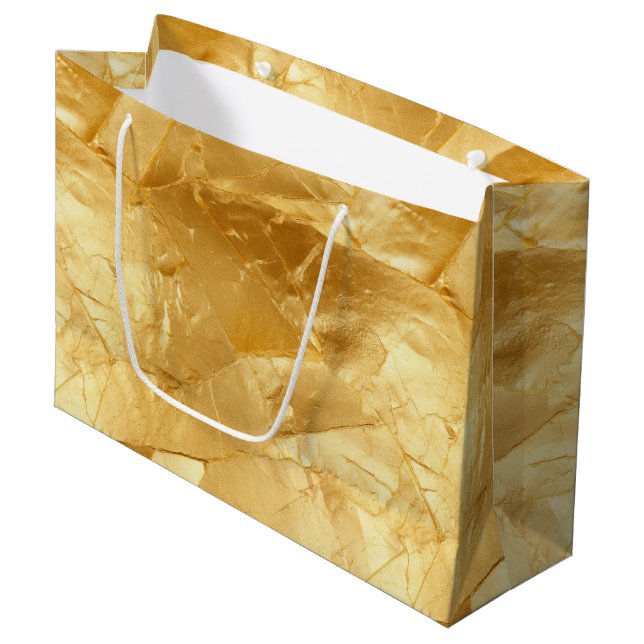 Chic Yellow Gold Glam Wedding Large Gift Bag (Front Angled)
