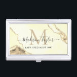 Chic Yellow Gold Glitter Marble Agate Monogram Business Card Holder<br><div class="desc">Modern Elegant Chic Yellow Gold Glitter Marble Agate Monogram Business Card</div>