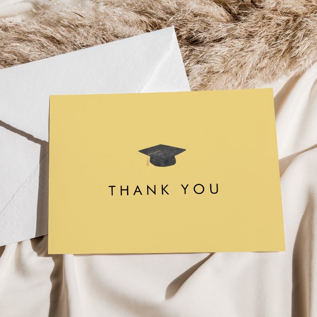 Chic Yellow Grad Cap Graduation Thank You Card (Creator Uploaded)