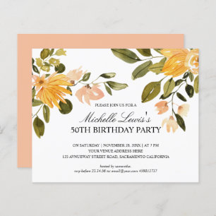 Chic Yellow green floral 50TH BIRTHDAY PARTY