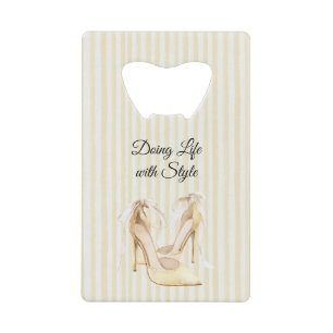 Chic Yellow High Heels Stripes Birthday