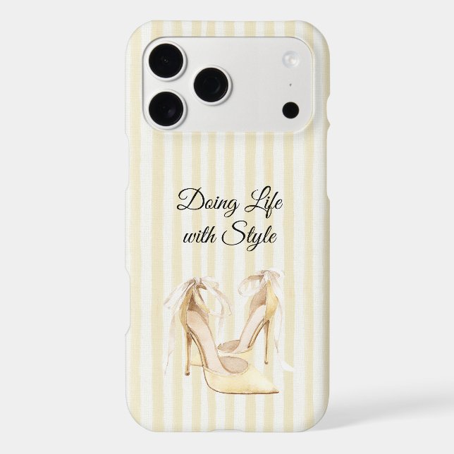 Chic Yellow High Heels Stripes Birthday (Back)