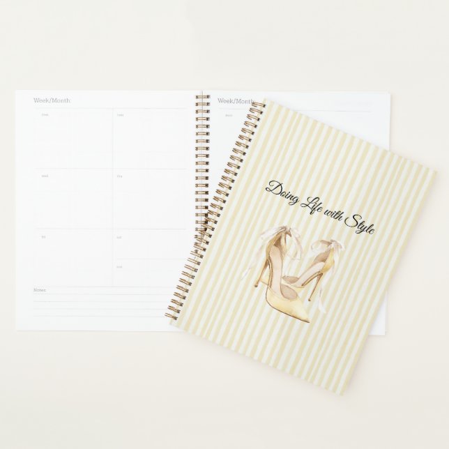 Chic Yellow High Heels Stripes Planner (Display)