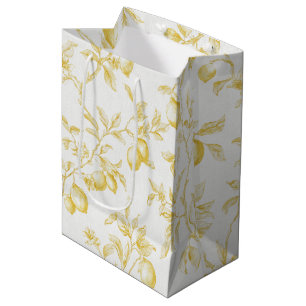 Chic Yellow Lemons Bridal Shower Medium Gift Bag