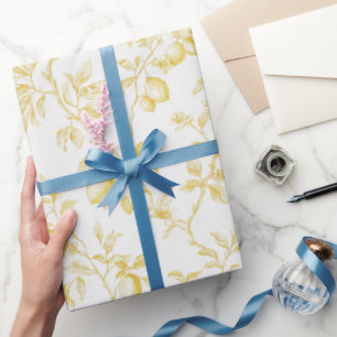 Chic Yellow Lemons Bridal Shower Wrapping Paper