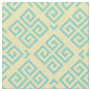 Chic yellow mint greek key geometric patterns fabric
