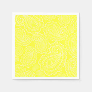 Chic Yellow Paisley Floral Design Wedding Napkin