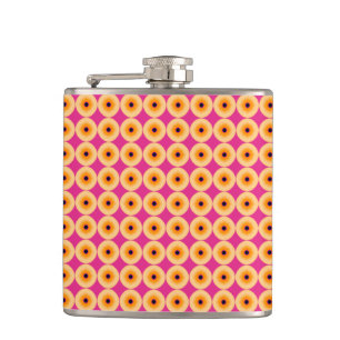 Chic Yellow Pink Polka Dot Hip Flask