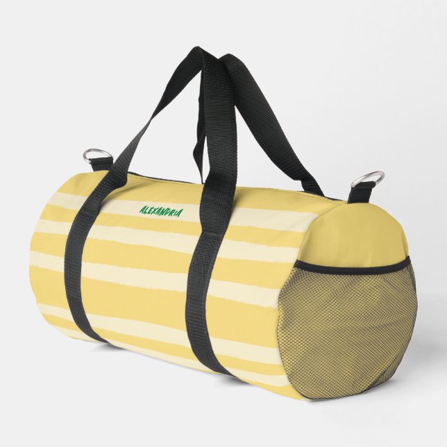 Chic Yellow Striped Summer Holiday Duffle Bag (Right Corner)