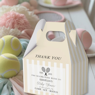 Chic Yellow Stripes Tennis Baby Shower Thank You  Favour Box