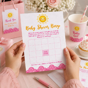 Chic Yellow Sunshine Bingo Game For Baby Shower Poster