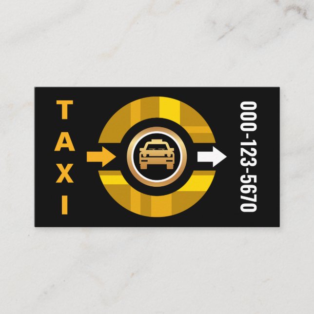 Chic Yellow Taxi Wheel Cab Driver Business Card (Front)