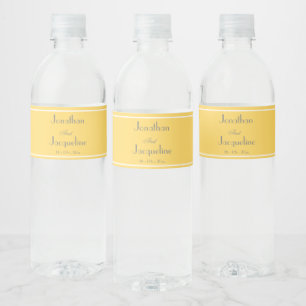 Chic Yellow Wedding Water Bottle Labels