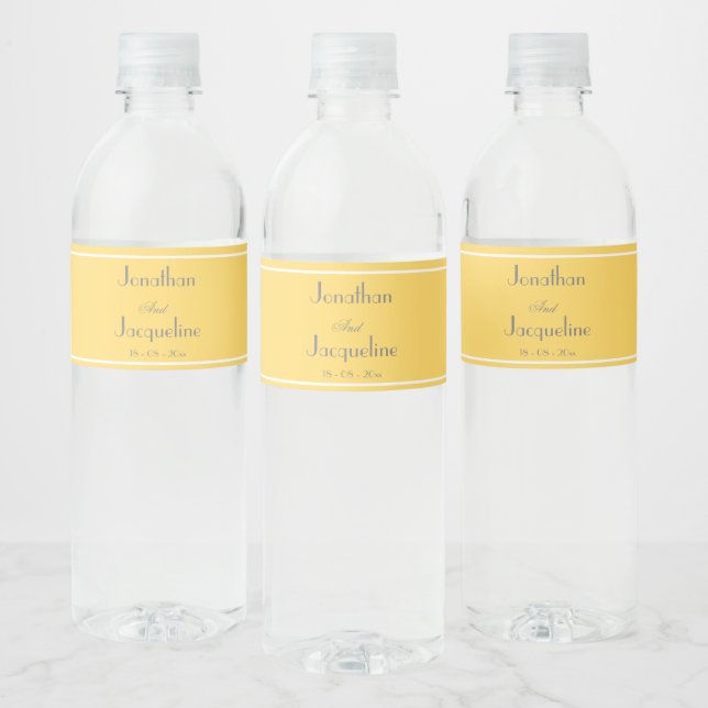 Chic Yellow Wedding Water Bottle Labels (Bottles)
