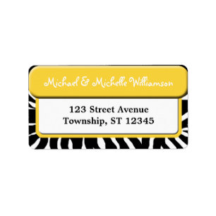 Chic Yellow Zebra Print Address Labels