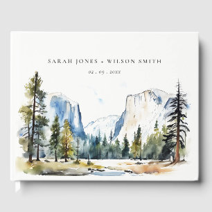 Chic Yosemite National Park CA Watercolor Wedding Guest Book