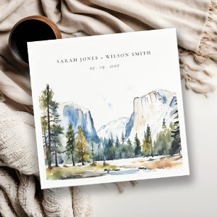 Chic Yosemite National Park CA Watercolor Wedding Napkin